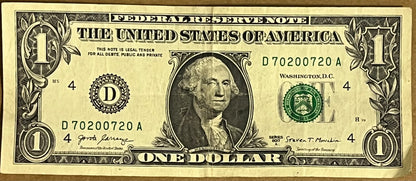 2017A US $1 Trinary Note D702007720A