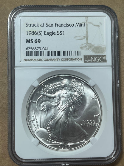 1986S American Silver Eagle Struck at San Francisco Mint