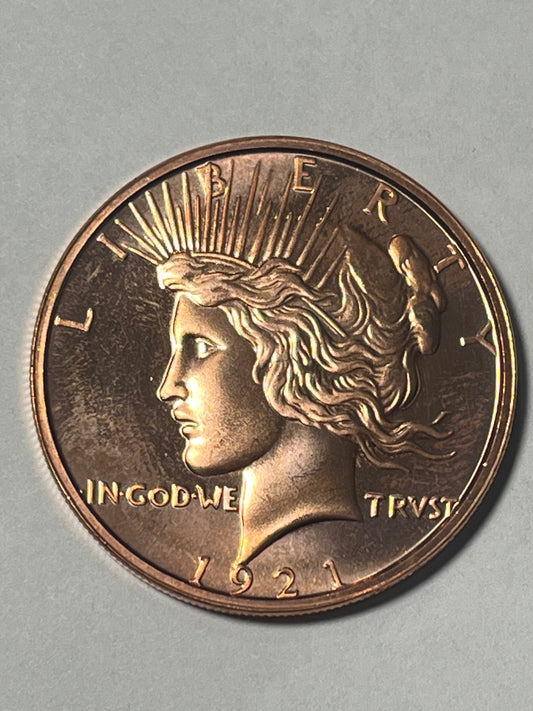 1921 Peace Dollar 1oz Copper Round