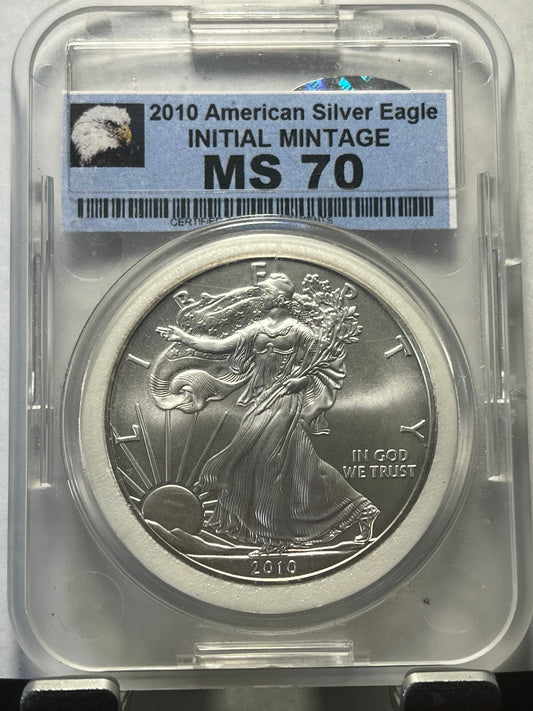 2010 American Silver Eagle Initial Mintage MS70 - CSI Graded