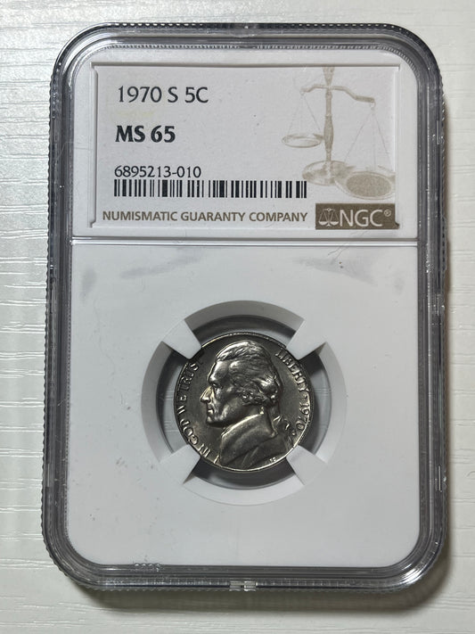 1970 S Jefferson Nickel MS65